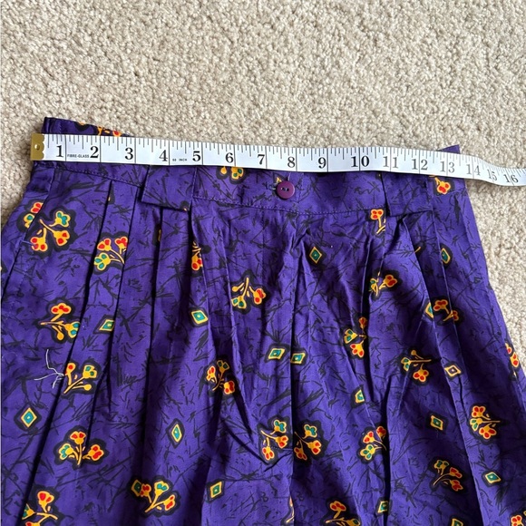 Women’s Vintage 80s Retro Y2K High Waist Floral Pattern Purple Short Size 4(27) - Picture 14 of 16
